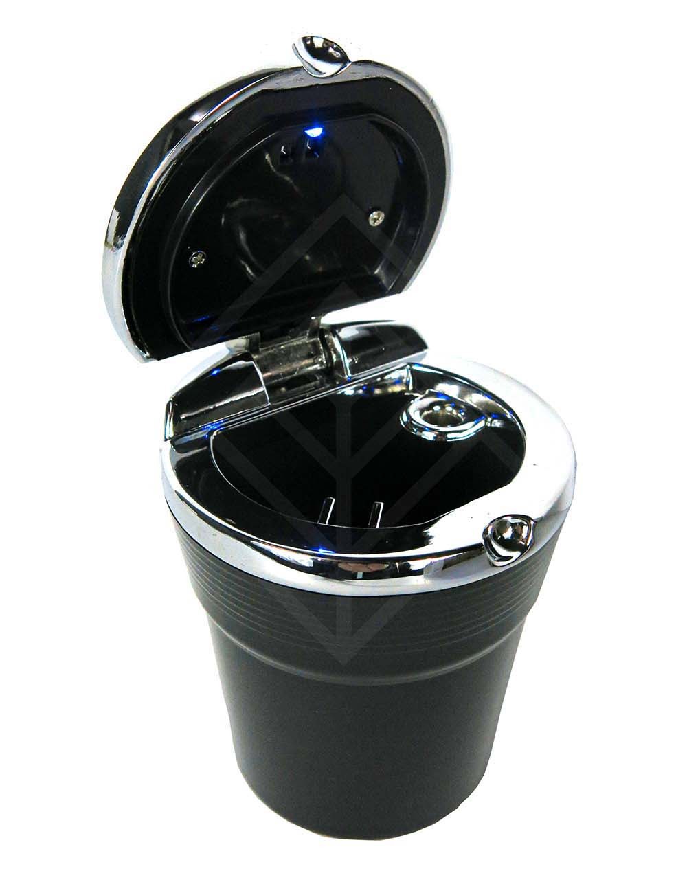 Scrumiera for cup holder in car black with LED lamp